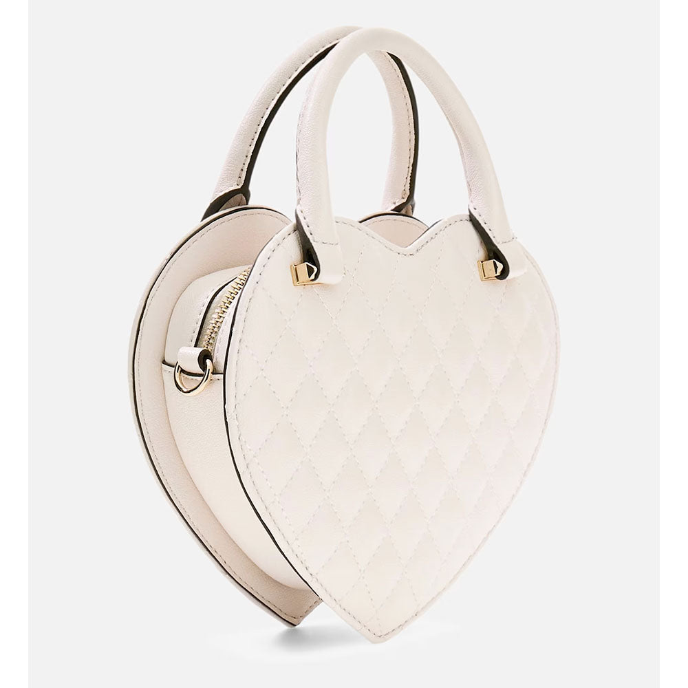 Kleine Damen-Henkeltasche GUESS Modell Atabey in Herzform in Off White
