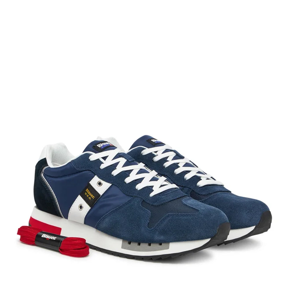 Sneakers Uomo BLAUER Queens 01 in Mesh e Suede Navy Royal