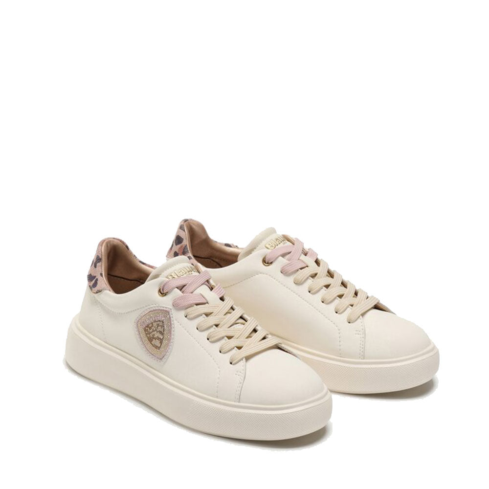Sneakers Donna BLAUER linea Venus 01 in Pelle colore Cream Leopard