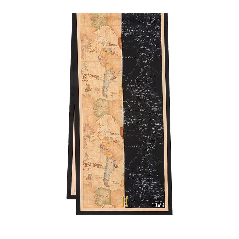 Sciarpa in Seta 45 x 180 cm 1A Classe Alviero Martini linea Eclipse Geo stampa Geo Night e Geo Classic S617