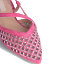 Scarpe Donna LIU JO Viola 08 Slingback in Suede Rosa con Strass