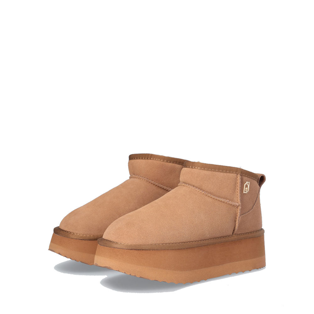 Scarpe Donna LIU JO Jane 01 Stivaletti Platform Imbottiti in Suede color Cognac