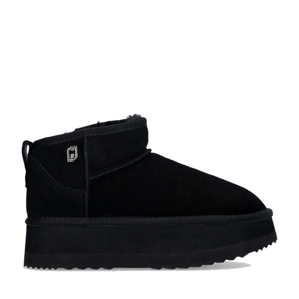 Damenschuhe LIU JO Jane 01 gepolsterte Plateau-Stiefeletten aus schwarzem Wildleder