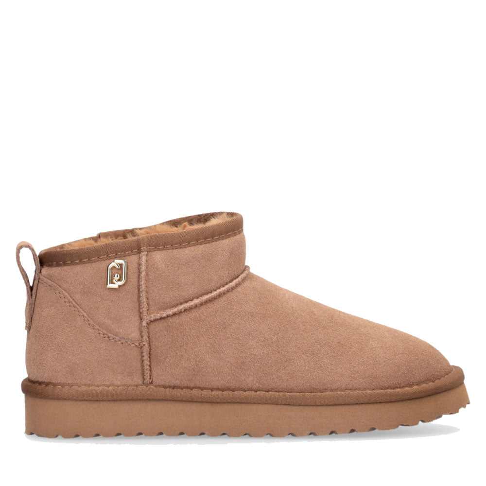 Damenschuhe LIU JO Jil 01 Mini gepolsterte Stiefeletten aus cognacfarbenem Wildleder