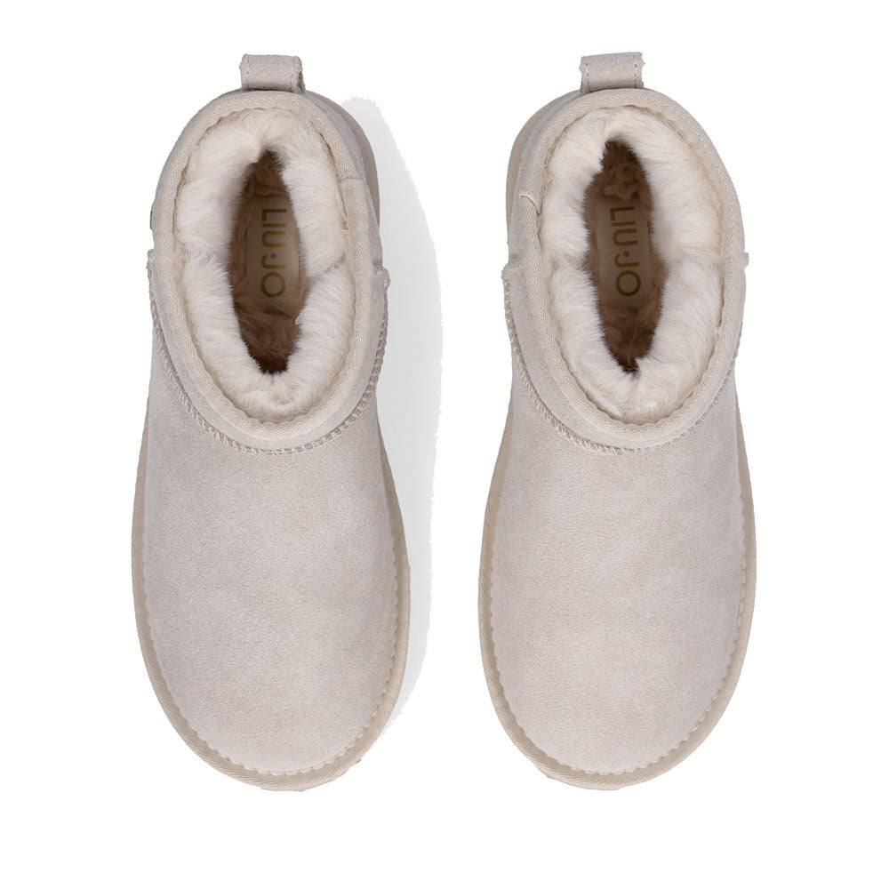 Damenschuhe LIU JO Jil 01 Mini gepolsterte Stiefeletten aus sandfarbenem Wildleder