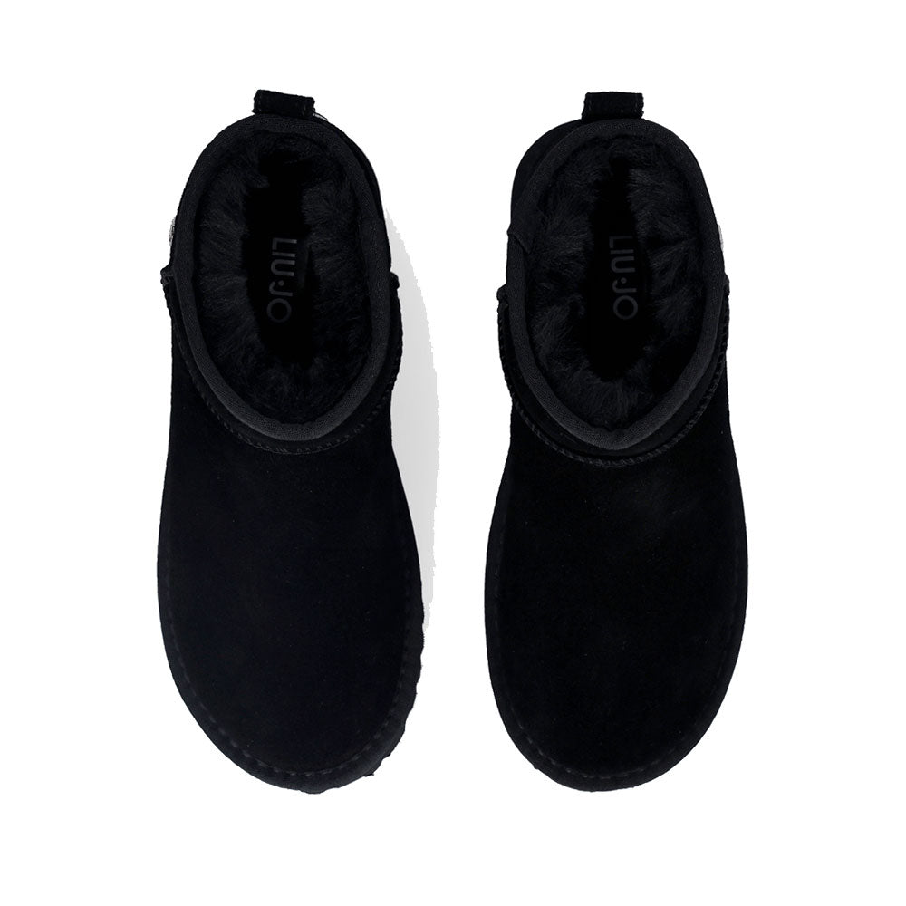 LIU JO Jil 01 Mini 
Damenschuhe, gepolsterte Stiefeletten aus schwarzem Wildleder