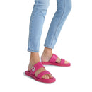 Ciabatte Flat LIU JO Iman 01 in Pelle Fuxia