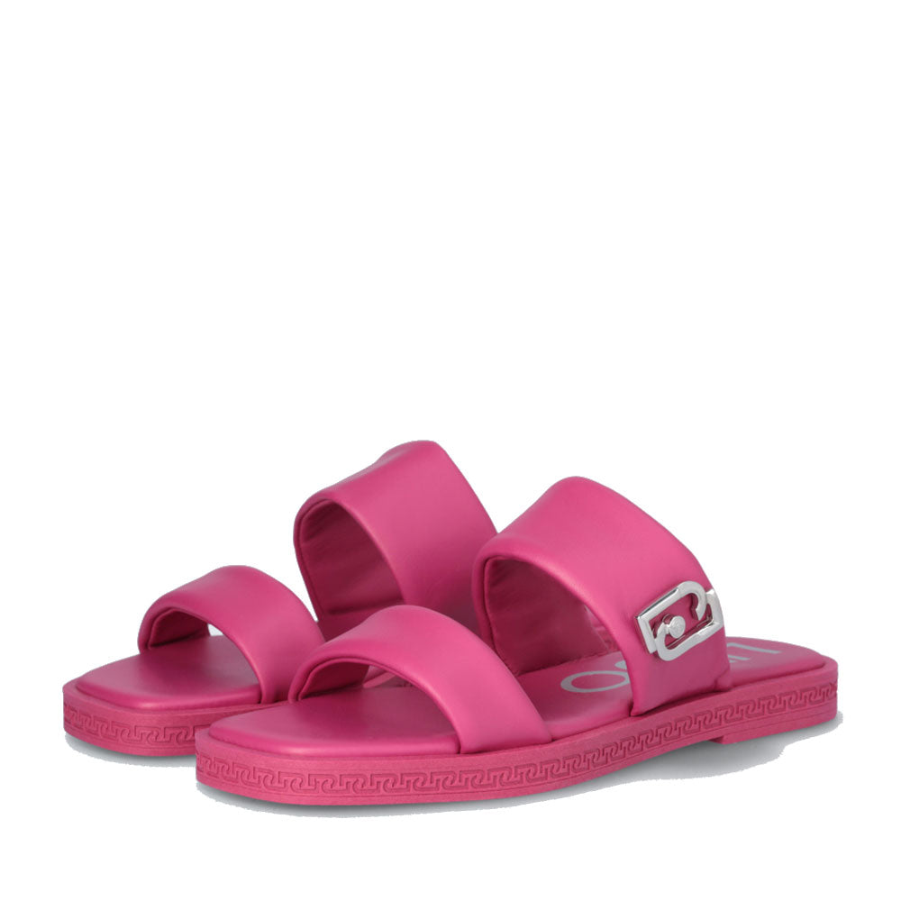 Ciabatte Flat LIU JO Iman 01 in Pelle Fuxia