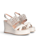 Sandali Donna con Zeppa LIU JO Karen 06 in Pelle color Burro con Strass