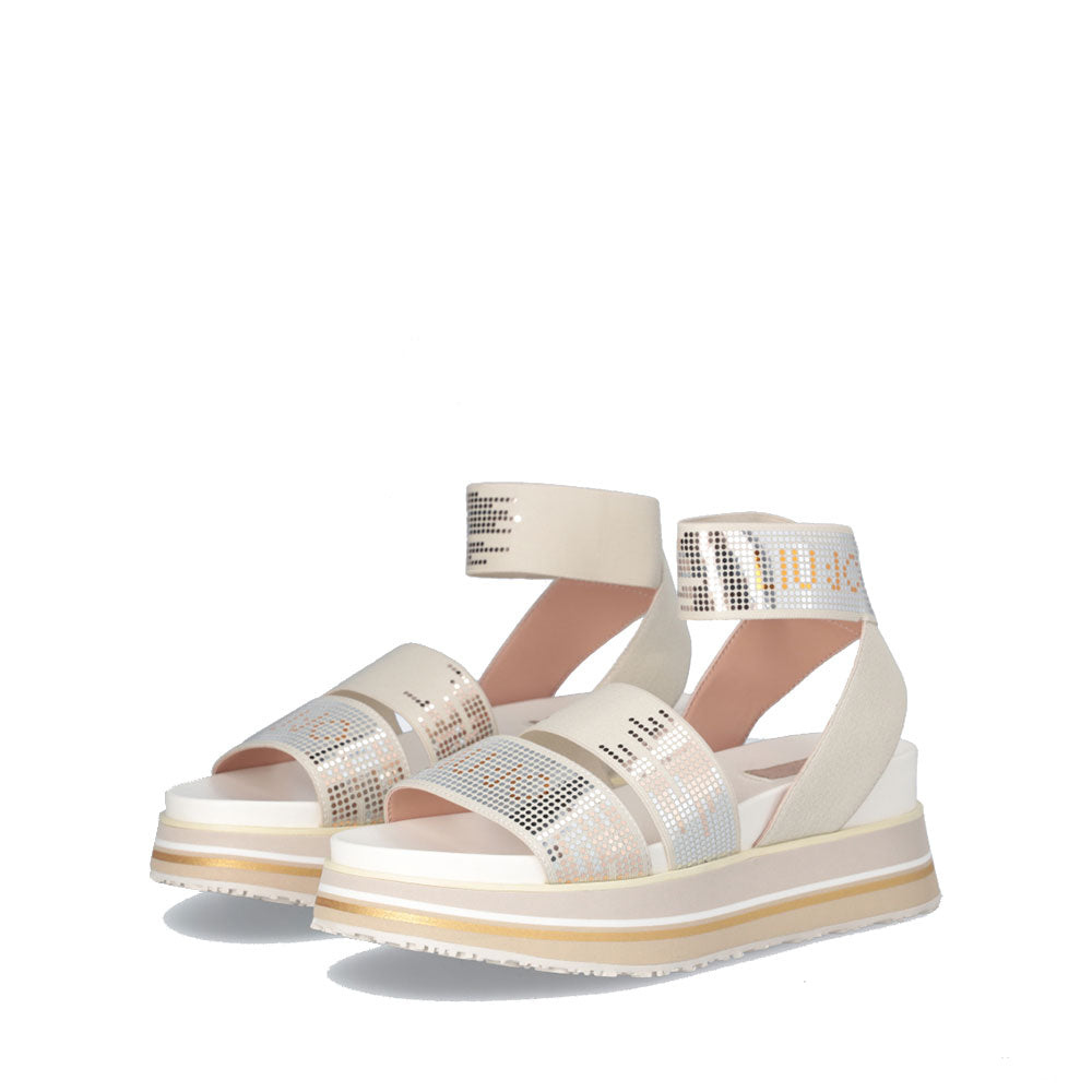Sandali Platform Donna LIU JO Frida 33 in Tessuto Elastico Beige