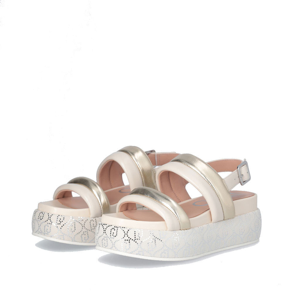 Sandali Platform Donna LIU JO Sommer 03 in Nappa con Inserti Metallici color Burro