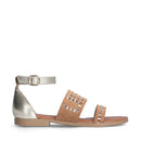 Sandali Flat LIU JO Sand 03 in Suede color Cognac con Inserti Metallizzati