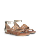 Sandali Flat LIU JO Sand 03 in Suede color Cognac con Inserti Metallizzati