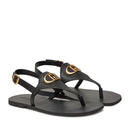 LIU JO „Saba 12“ 
Flache Flip-Flop-Sandalen aus schwarzem Leder