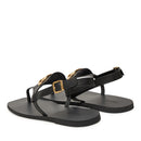 LIU JO „Saba 12“ 
Flache Flip-Flop-Sandalen aus schwarzem Leder