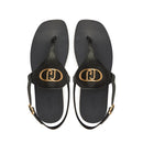 LIU JO „Saba 12“ 
Flache Flip-Flop-Sandalen aus schwarzem Leder