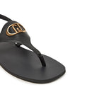 LIU JO „Saba 12“ 
Flache Flip-Flop-Sandalen aus schwarzem Leder
