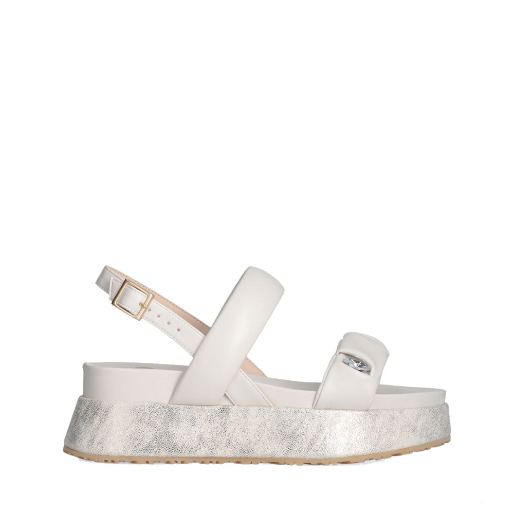 Sandali Platform LIU JO Frida 34 con Fasce Bold con Pietre Gioiello color Crema