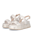 LIU JO Frida 34 
Plateau Sandalen mit auffälligen Bändern und cremefarbenen Schmucksteinen