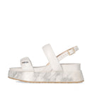 LIU JO Frida 34 
Plateau Sandalen mit auffälligen Bändern und cremefarbenen Schmucksteinen