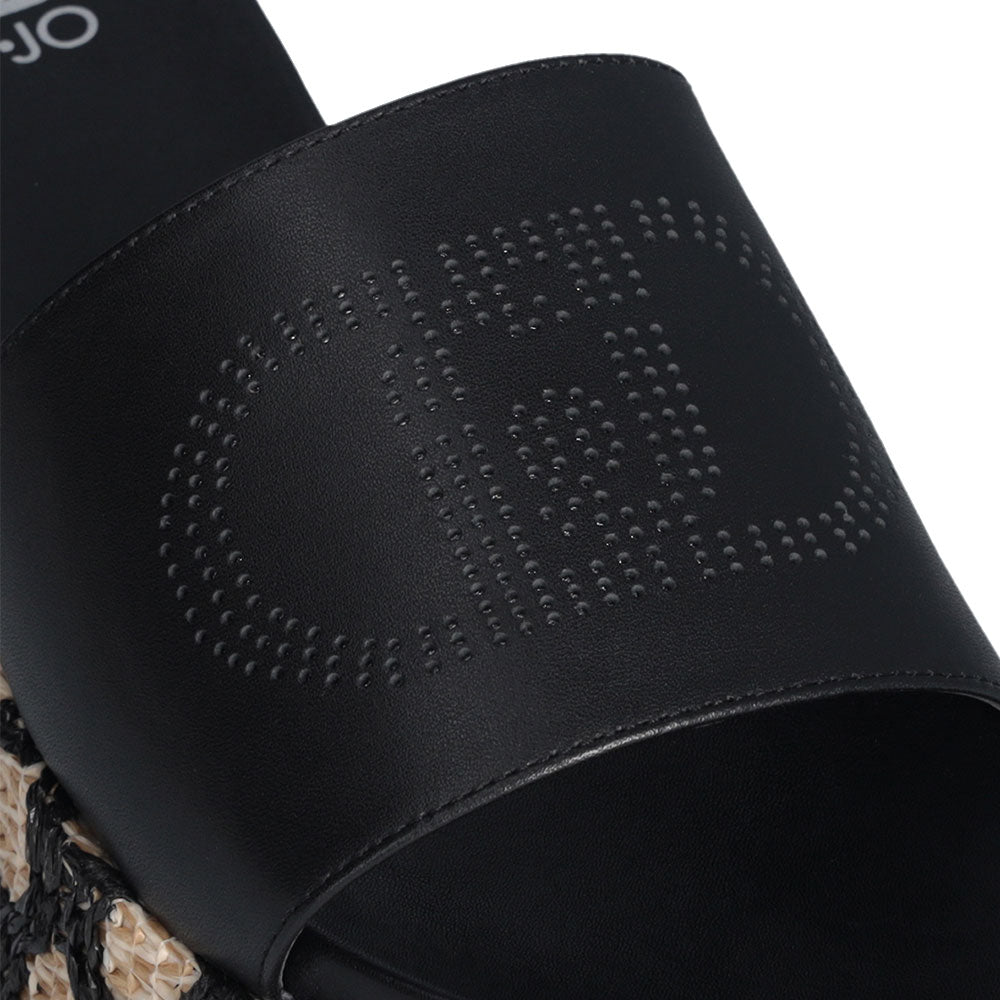 Ciabatte Platform LIU JO Frida 37 Nere con Inserti in Rafia