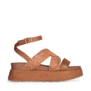 LIU JO Frida 38 
Braune Plateau Sandalen aus Seil mit Strass
