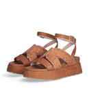 LIU JO Frida 38 
Braune Plateau Sandalen aus Seil mit Strass