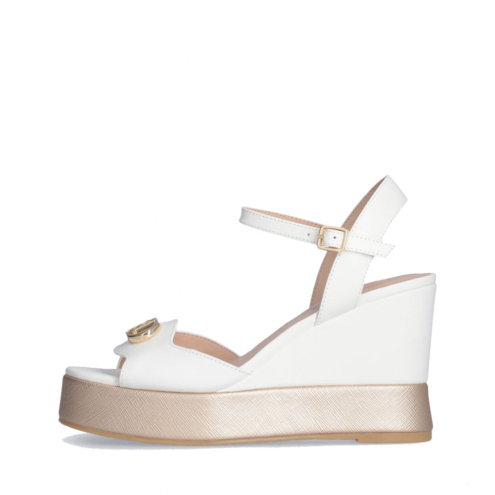 LIU JO Karen 11 Keilsandalen aus weißem Leder