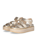 LIU JO Panarea 01 
Laminierte hellgoldene Plateau Sandalen