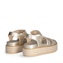 LIU JO Panarea 01 
Laminierte hellgoldene Plateau Sandalen