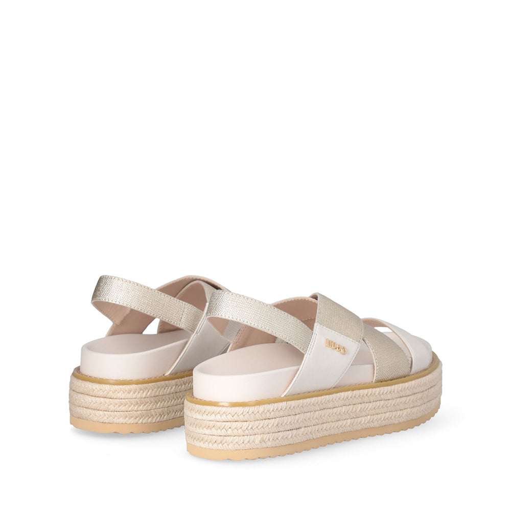 LIU JO Panarea 02 
Plateausandalen aus goldfarbenem laminiertem Canvas