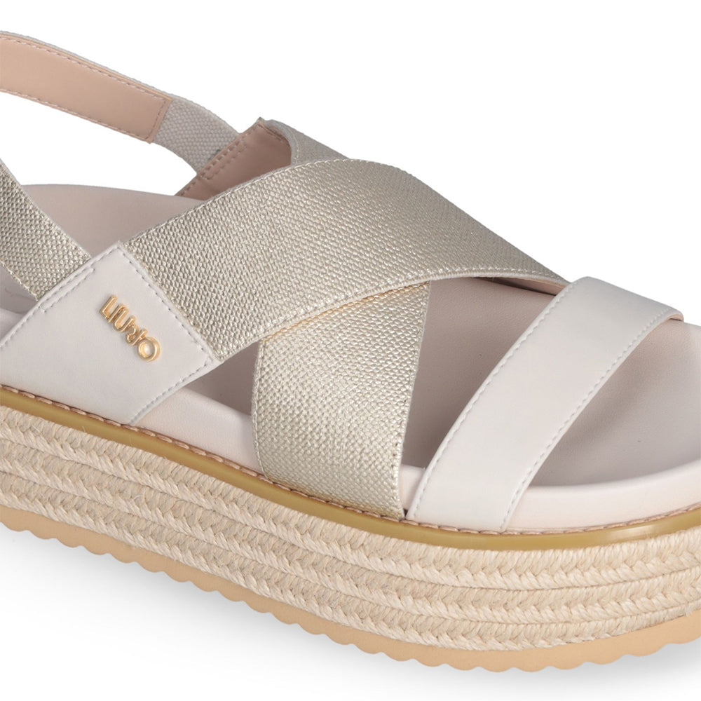 LIU JO Panarea 02 
Plateausandalen aus goldfarbenem laminiertem Canvas