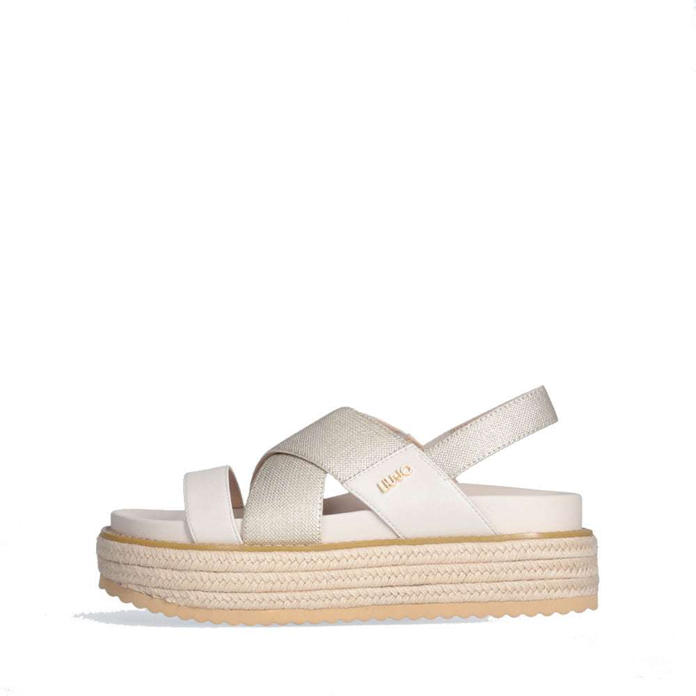 LIU JO Panarea 02 
Plateausandalen aus goldfarbenem laminiertem Canvas