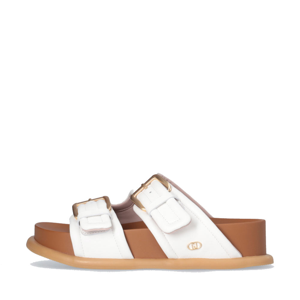 LIU JO Loren 09 
Doppelband-Slipper mit auffälligen Riemen Off White