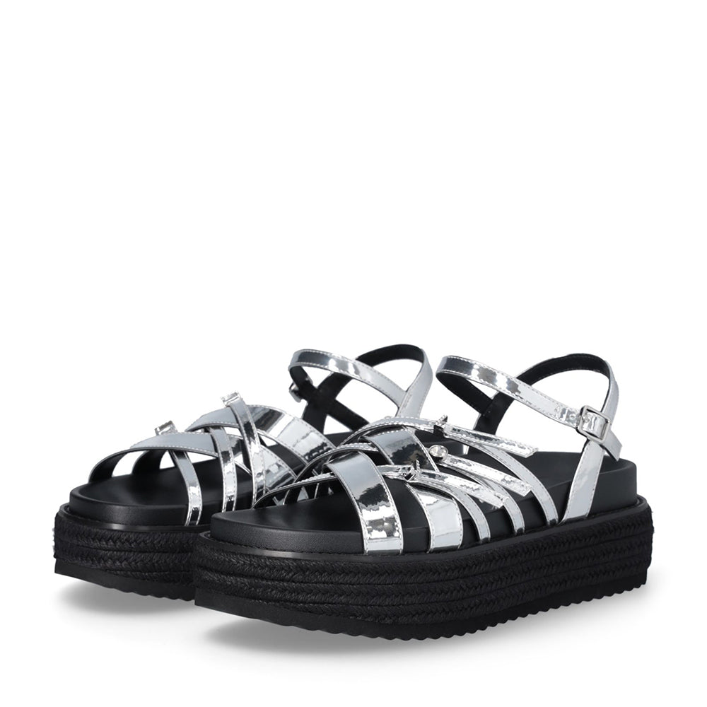 Sandali Platform LIU JO Panarea 03 con Fascette Incrociate a Specchio Silver