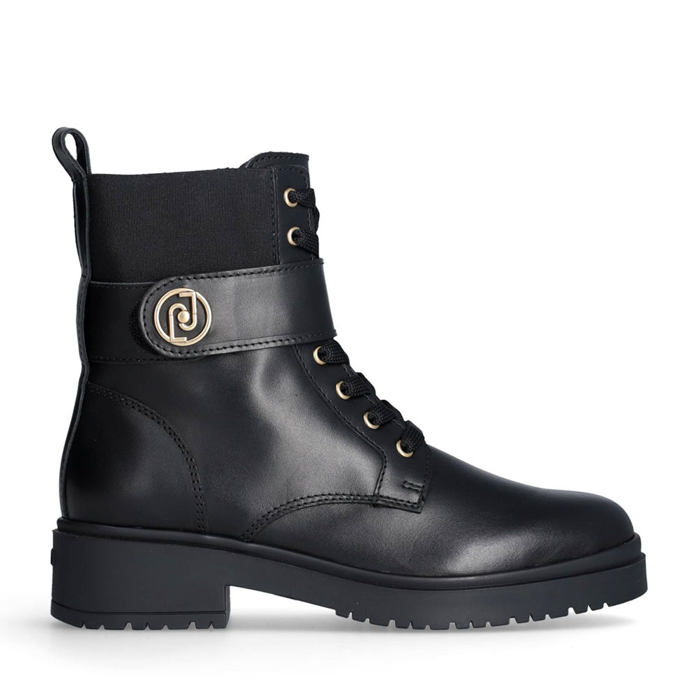 Anfibi Donna LIU JO New Nancy Eco 2-1 in Pelle Nera con Inserto Elastico