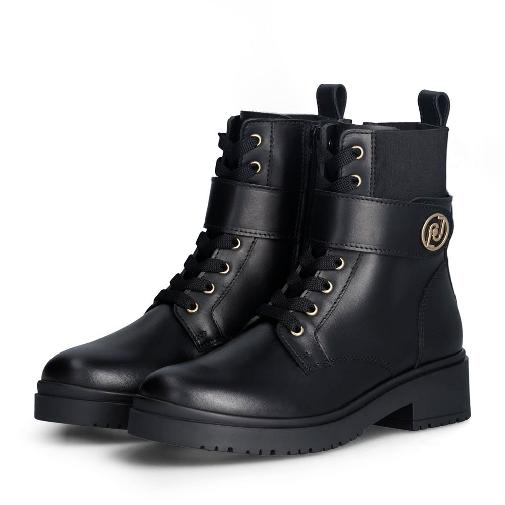 Anfibi Donna LIU JO New Nancy Eco 2-1 in Pelle Nera con Inserto Elastico