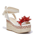Sandali Donna con Zeppa LIU JO Bali 02 in Cavas Beige e Rosso Corallo