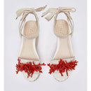Sandali Donna con Zeppa LIU JO Bali 02 in Cavas Beige e Rosso Corallo