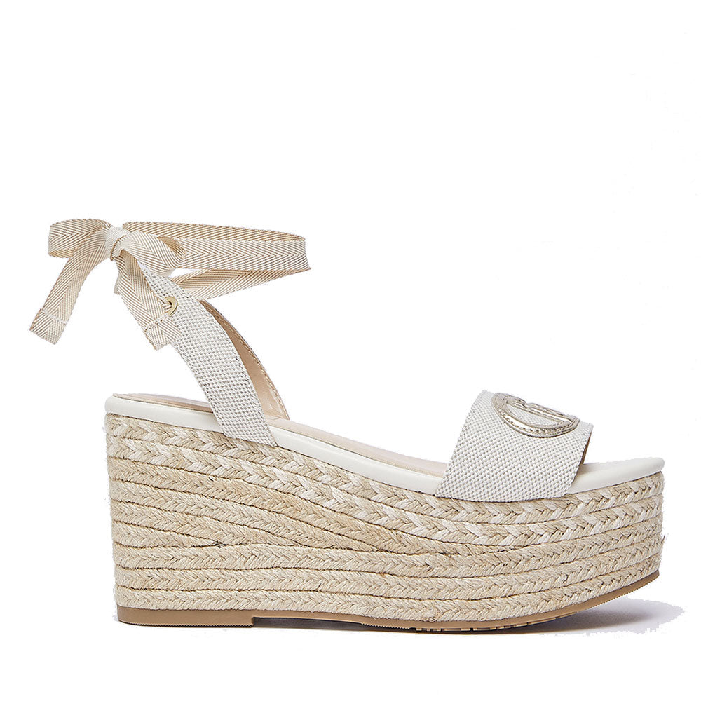 Sandali Donna con Zeppa LIU JO Bali 02 in Canvas Beige