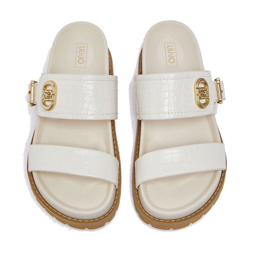 Ciabatte Donna Doppia Fascia LIU JO Livia 02 stampa Cocco color Latte