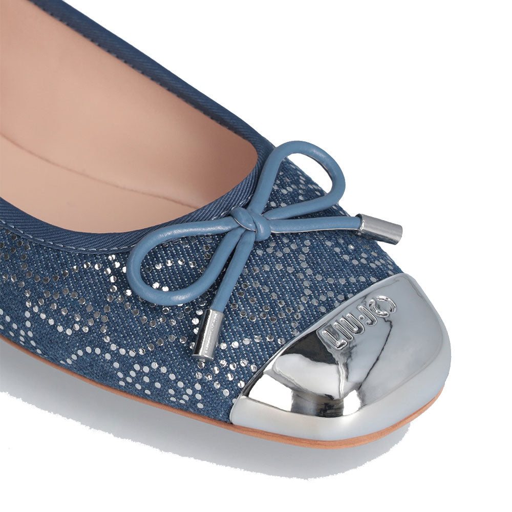 LIU JO Dafne 01 Damenschuhe Denim-Ballerinas mit Mikro-Pailletten