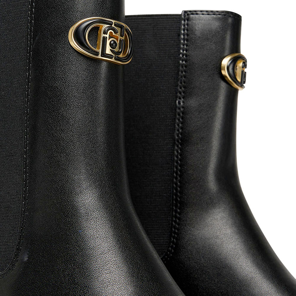 Stivaletti Beatles Donna LIU JO London 02 in Pelle Nera con Inserti Monogram