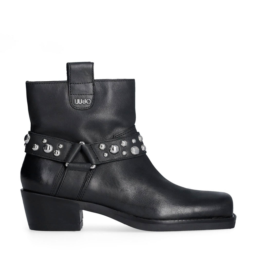 Stivaletti Texani Donna LIU JO Roxy 01 in Pelle Nera con Borchie