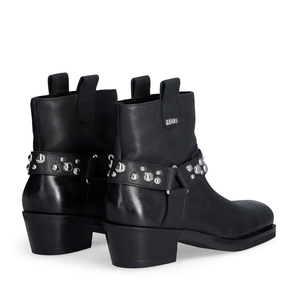 Stivaletti Texani Donna LIU JO Roxy 01 in Pelle Nera con Borchie