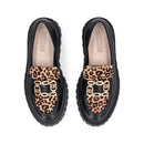 Mocassini Donna LIU JO Rumi 34 in Pelle Nera con Inserto in Cavallino Leopardato