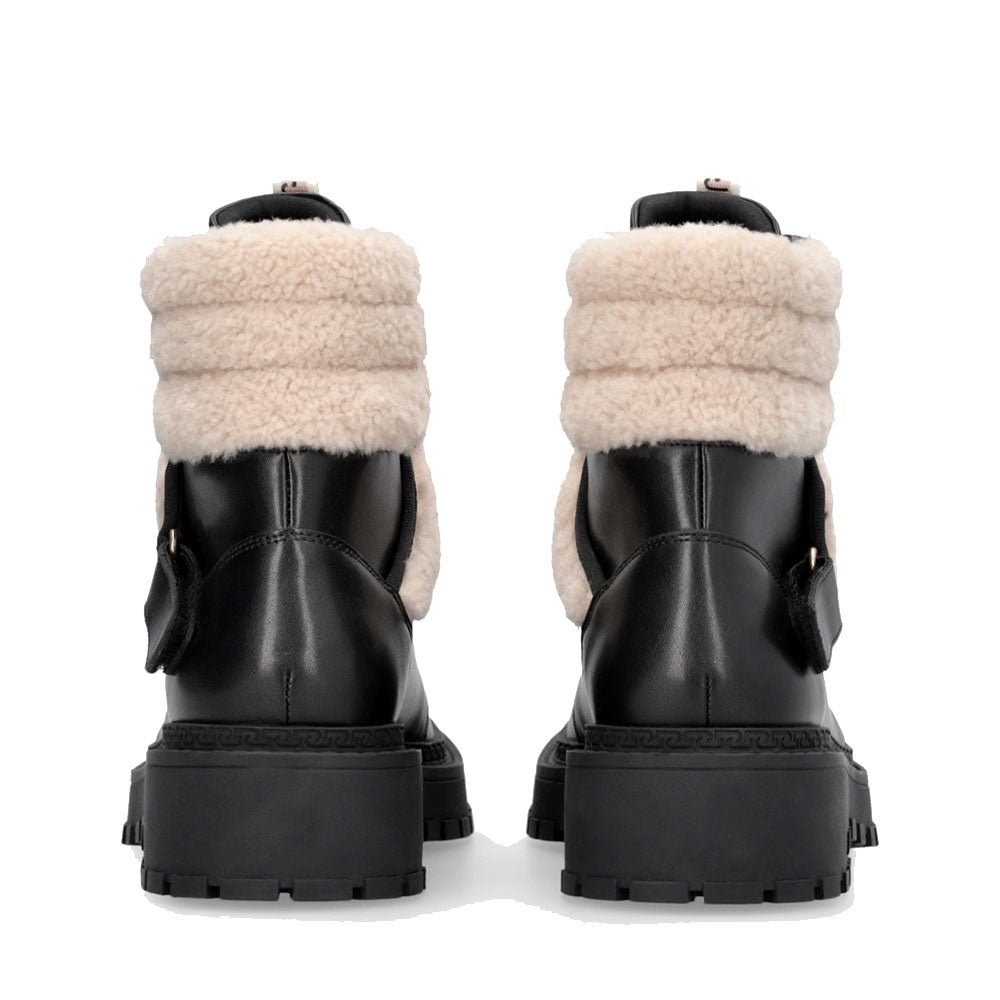 Anfibi Donna LIU JO Rumi 40 in Pelle Nera con Dettagli in Eco Fur