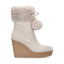 Stivali Donna Imbottiti con Zeppa LIU JO Rania 01 in Suede color Latte con Pon Pon