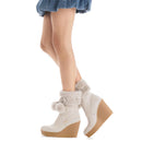 Stivali Donna Imbottiti con Zeppa LIU JO Rania 01 in Suede color Latte con Pon Pon