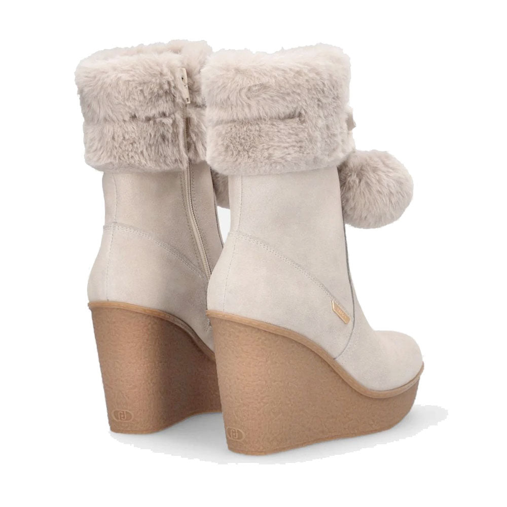 Stivali Donna Imbottiti con Zeppa LIU JO Rania 01 in Suede color Latte con Pon Pon